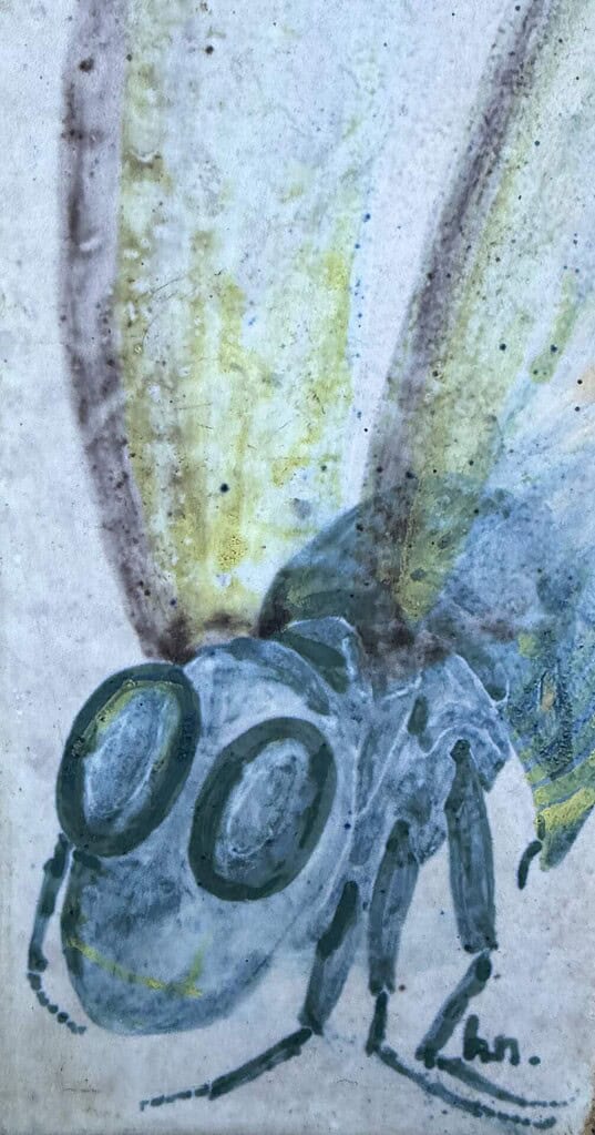 Keramiek afbeeldlng van libelle door Herman Nieuweg