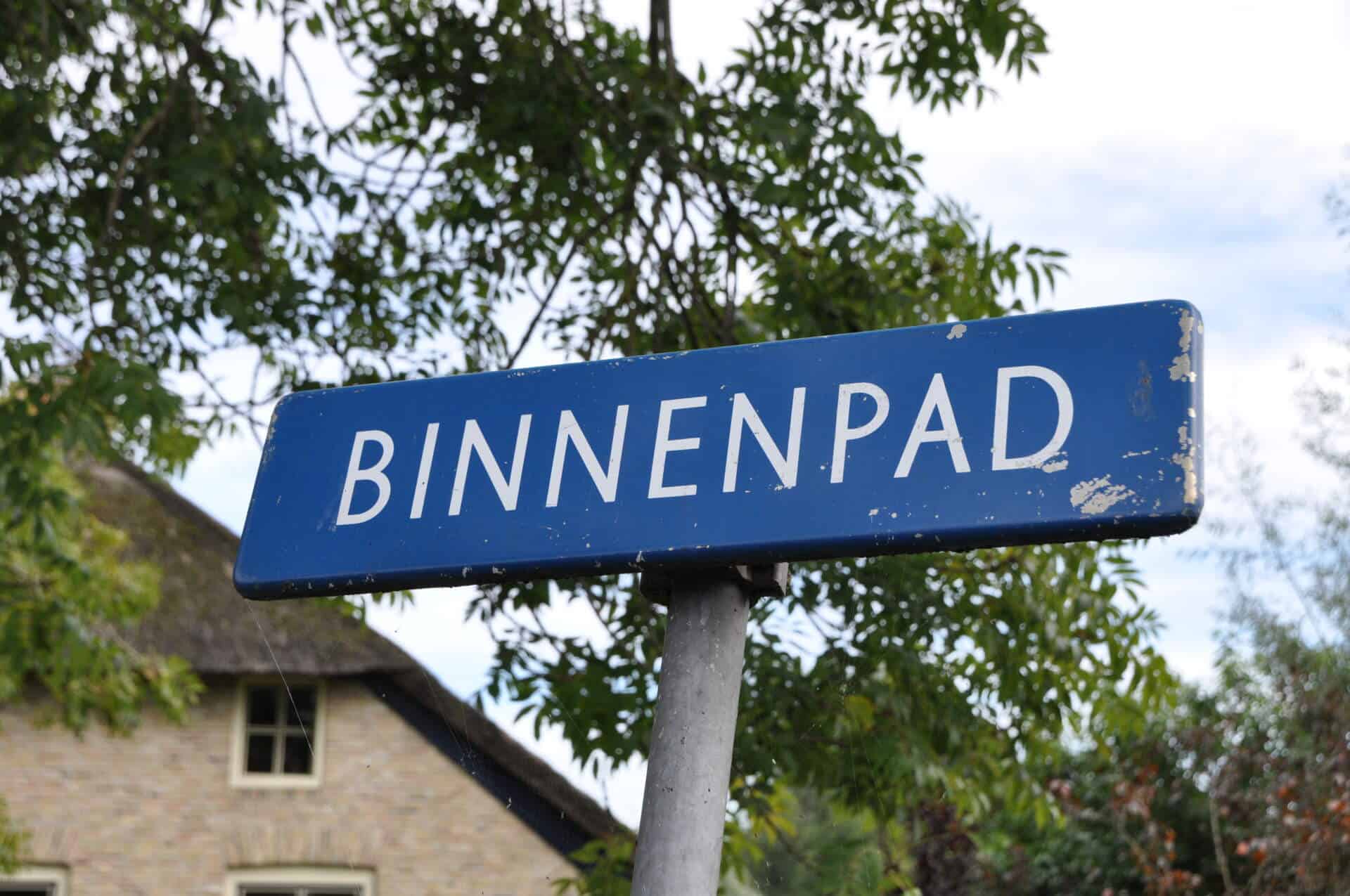 Bordje Binnenpad Straatnaambord Binnenpad Giethoorn